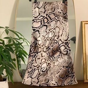 Snakeskin Midi Slip Skirt